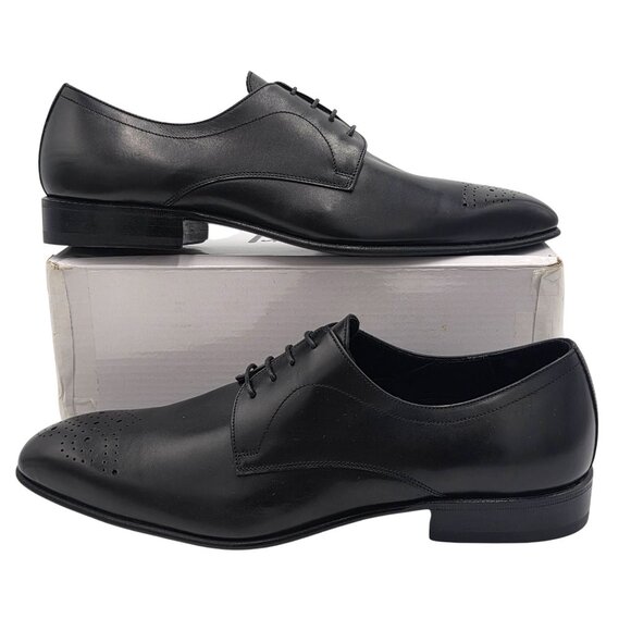 NEW Battaglia Italy Mens 7 Black Leather Dress Shoes Medallion Toe Derby Oxfords - Picture 4 of 11